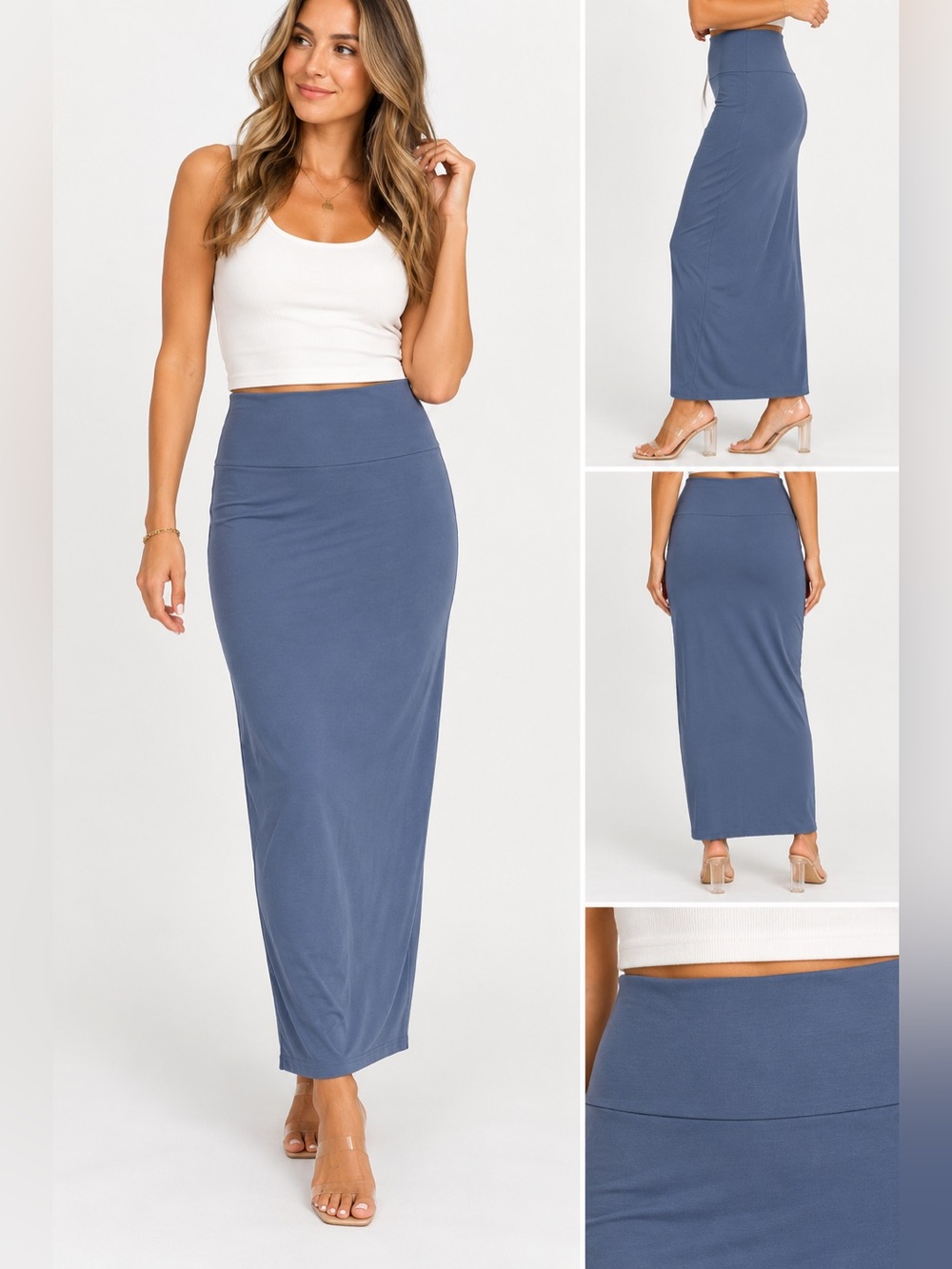 Aleeza Paris Slate Blue 36” Pencil Skirt Size 1XL NWT